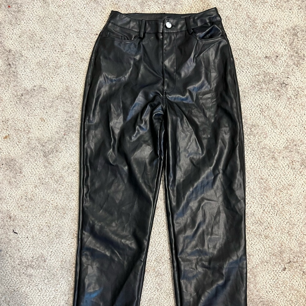 SHOWPO vegan leather raw edge ankle straight pants size 2
